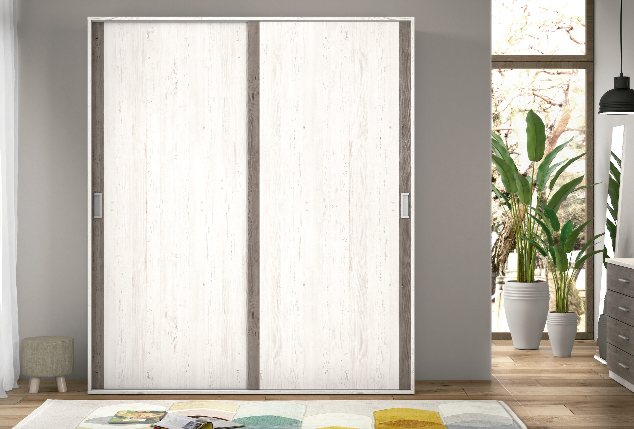 Armario puertas correderas Andersen Pino-Gris