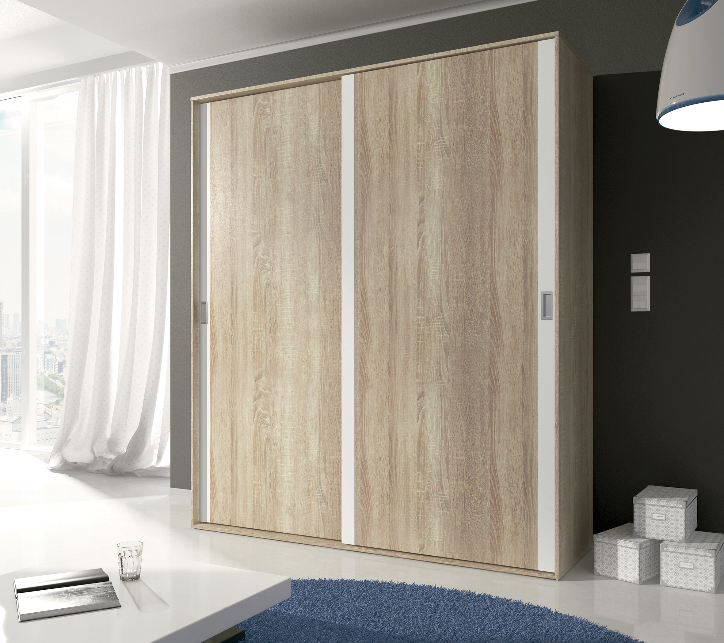 Armario puertas correderas Cambrian-Blanco