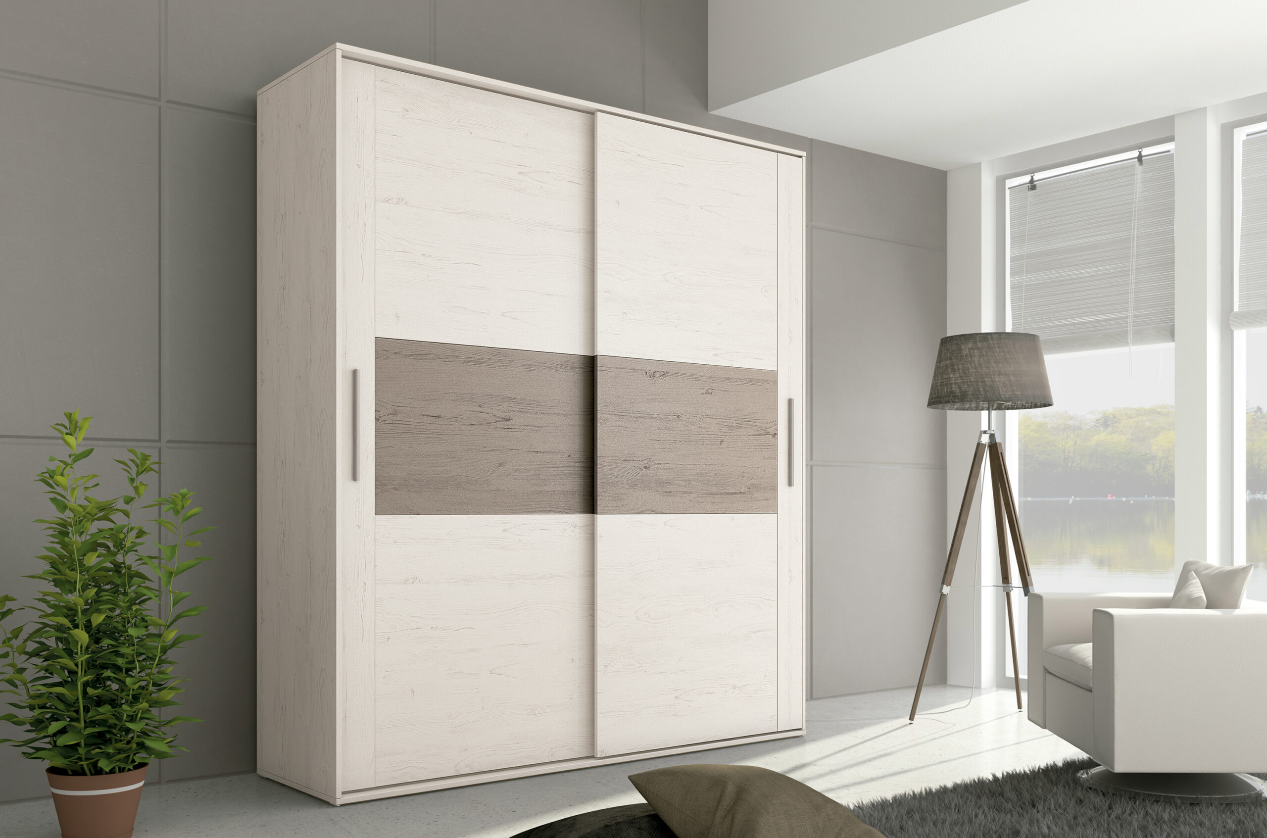 Armario puertas correderas Andersen Pino-Gris