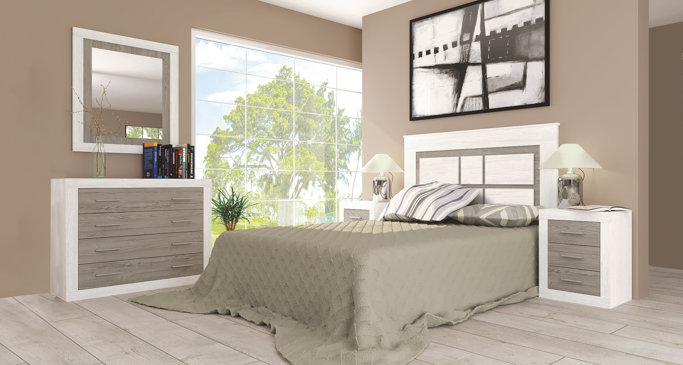 Dormitorio Lara Andersen pino-Gris