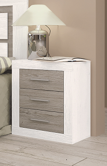 Mesita 3 cajones Lara Andersen Pino-Gris